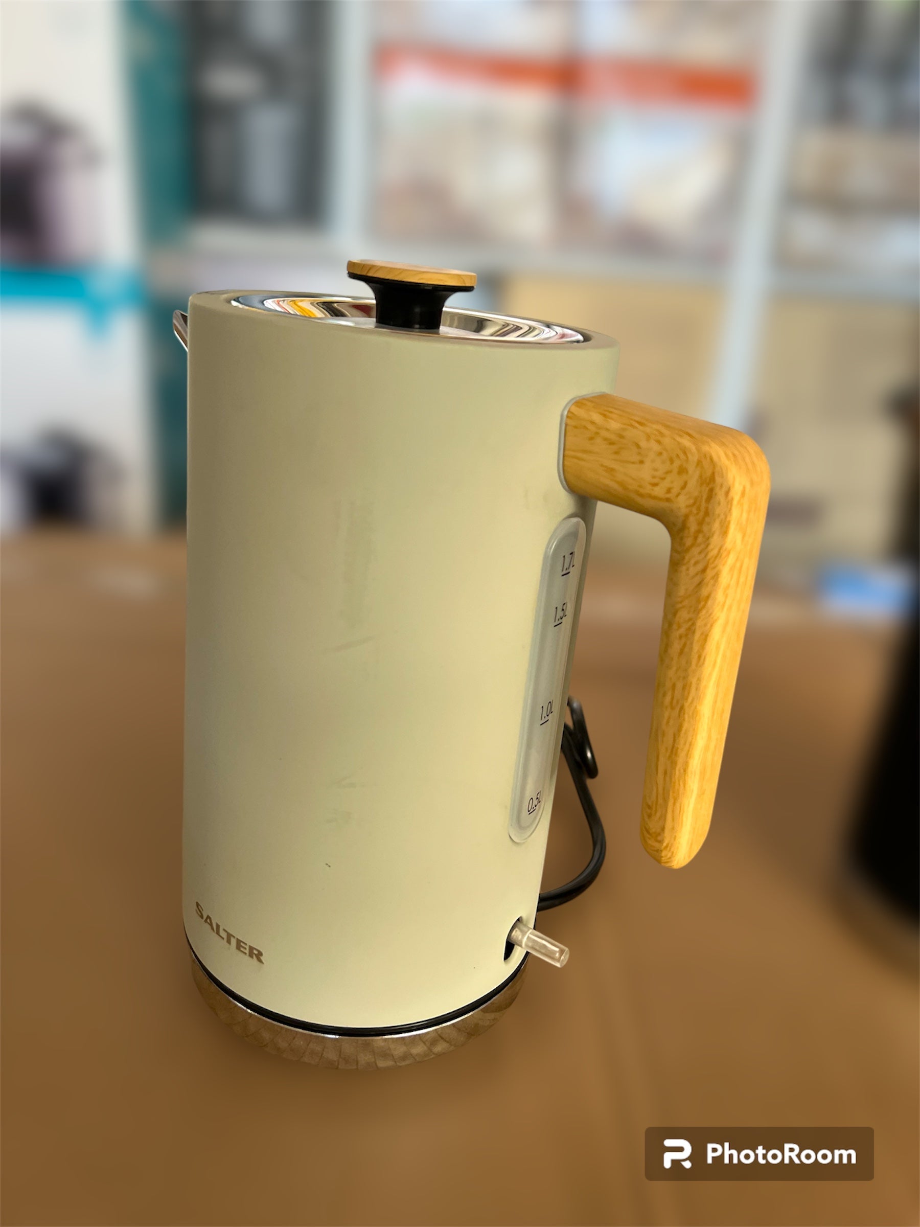 Original Salter 1.7Litre Electric Kettle Wooden LED & Handle