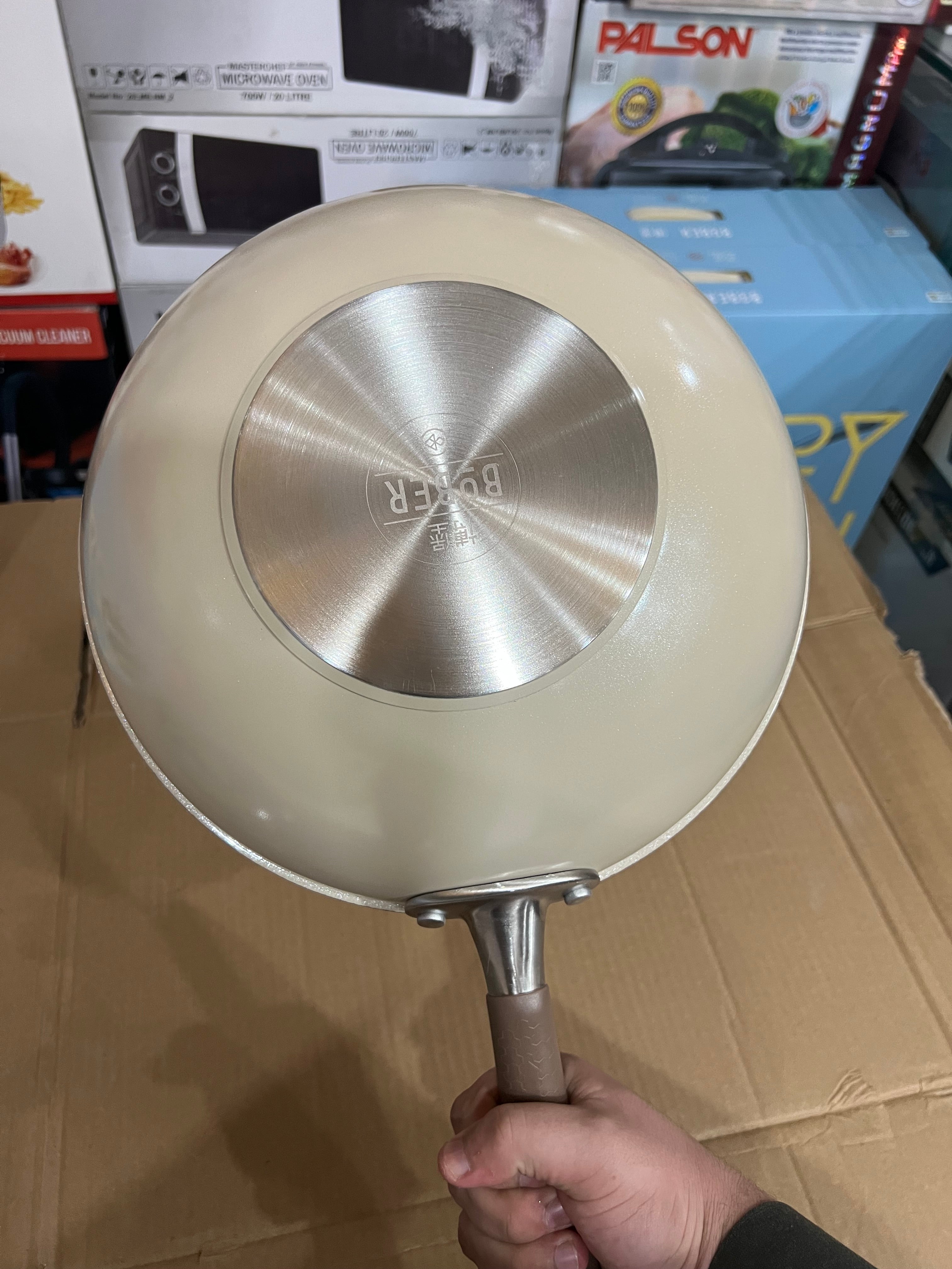 Haney Comb Technology Laser Coating Deep Fry Pan with LED