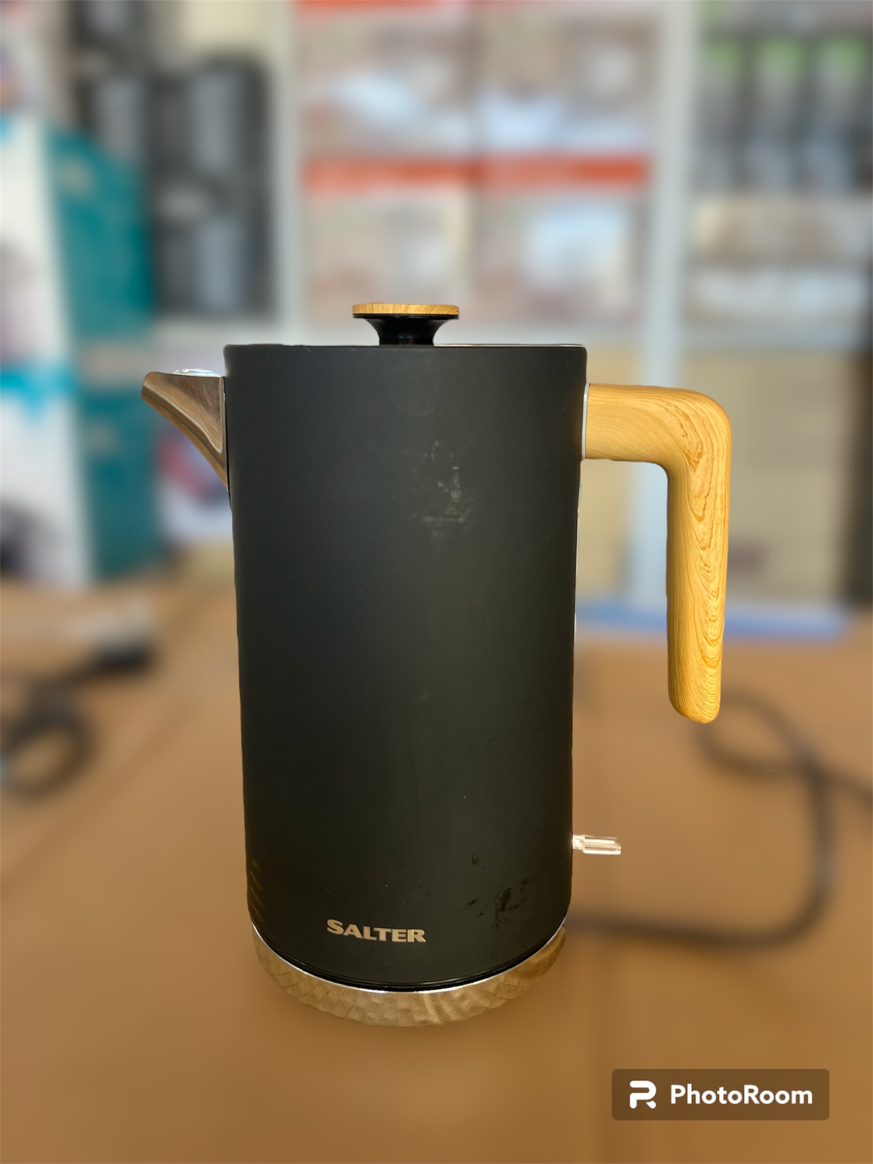 Original Salter 1.7Litre Electric Kettle Wooden LED & Handle