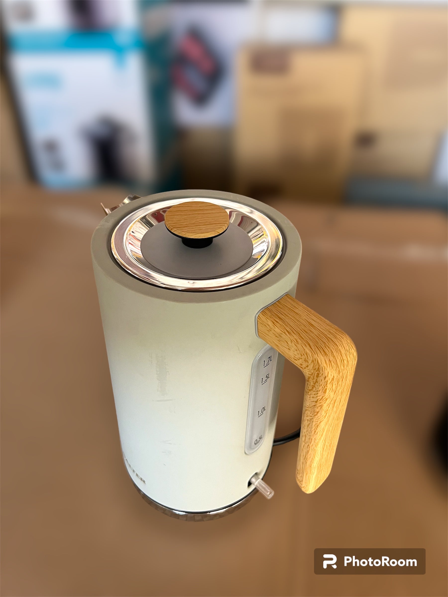 Original Salter 1.7Litre Electric Kettle Wooden LED & Handle